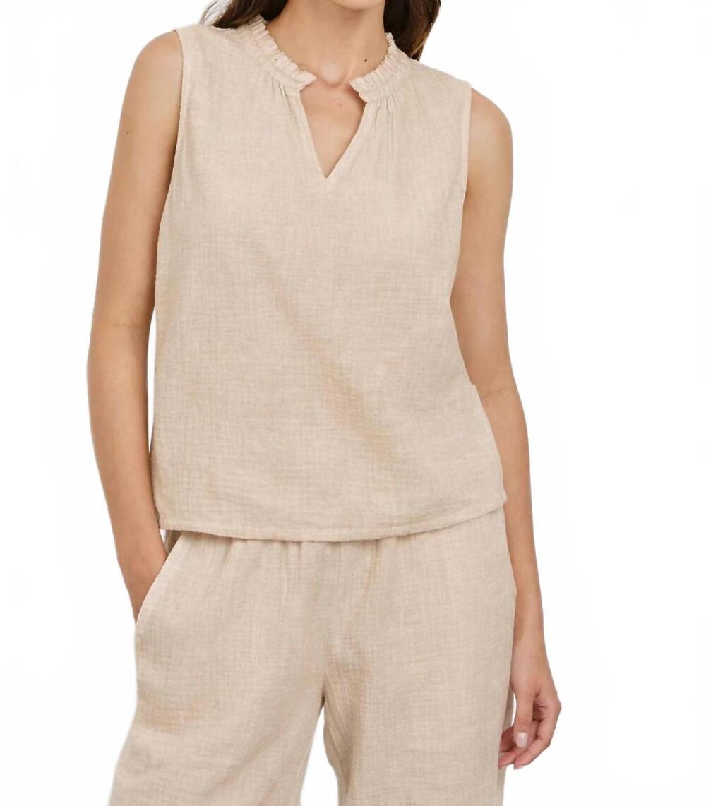 NEW RAILS christy v neck gauze top in flax